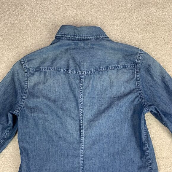 Uniqlo Women Small Pearl Snap Western Chambray Pocket Button Shirt Long Sleeve - Picture 7 of 12